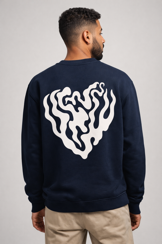 Abstract Flame Back Print Sweatshirt