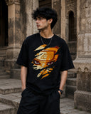 Naruto Eyes Anime Oversized T-Shirt – Black Ninja Graphic Tee