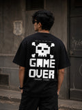 Game Over Pixel Tee back print – retro pixel art graphic black oversized tee