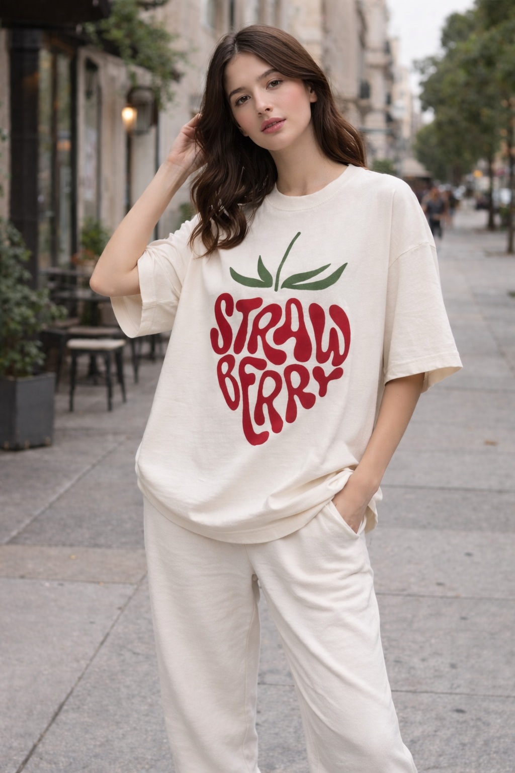 Strawberry Graphic Oversized T-Shirt