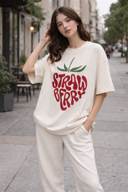 Strawberry Graphic Oversized T-Shirt