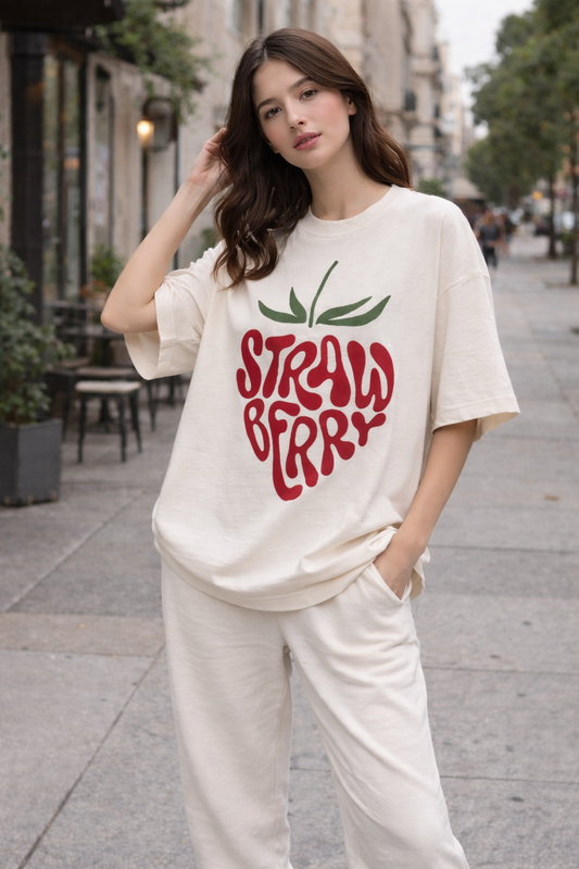 Strawberry Graphic Oversized T-Shirt