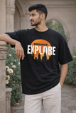Explore Outdoor Trip Oversized T-Shirt for Men – Black Graphic Travel Tee