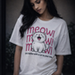 Meow Meow Cat Oversized T-Shirt for Women – Cute Graphic White Tee