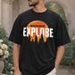 Explore Outdoor Trip Oversized T-Shirt for Men – Black Graphic Travel Tee