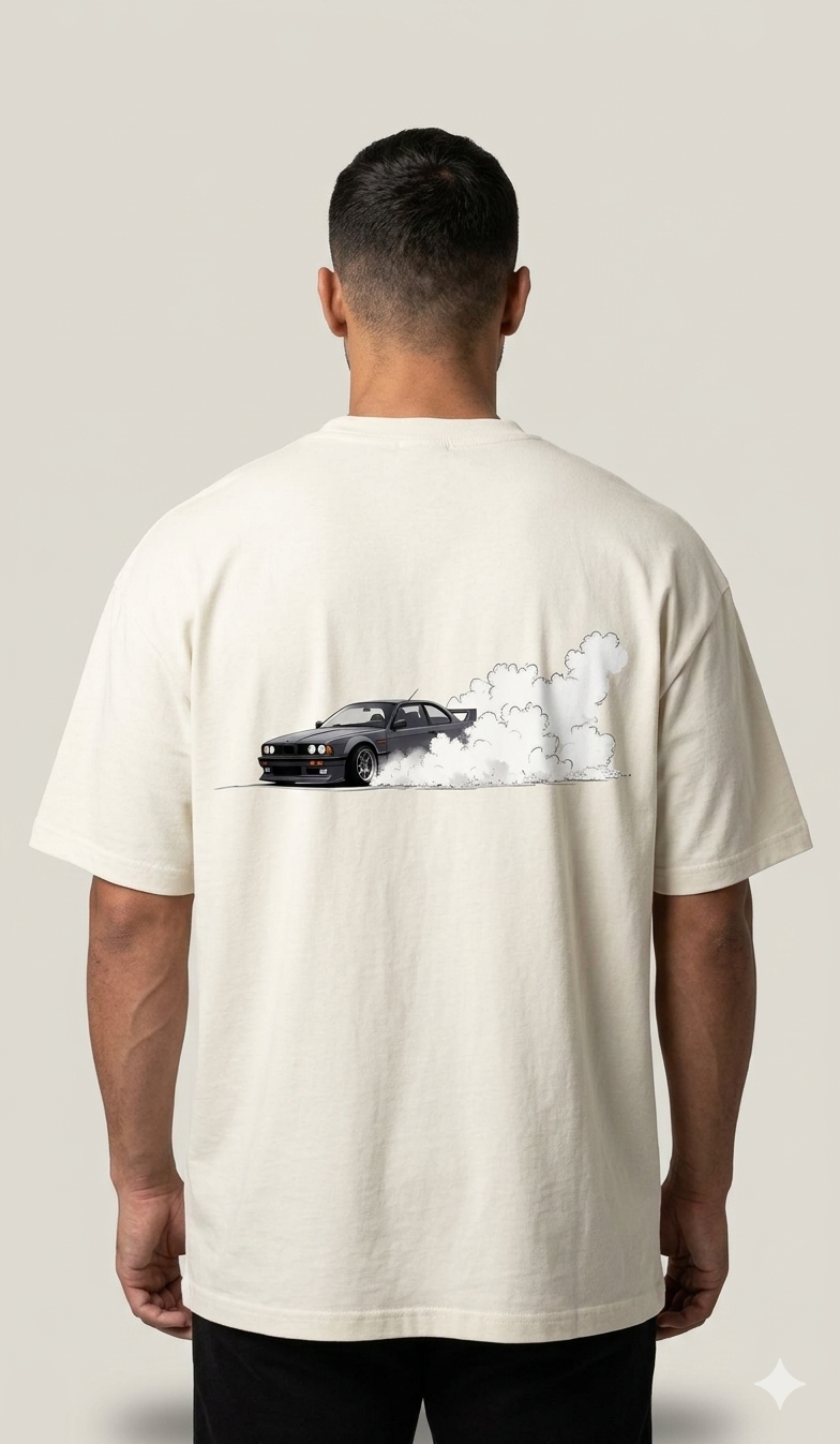 Vintage classic car back print oversized streetwear t-shirt