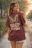 Keep flying vintage butterfly oversized graphic t-shirt streetwear design